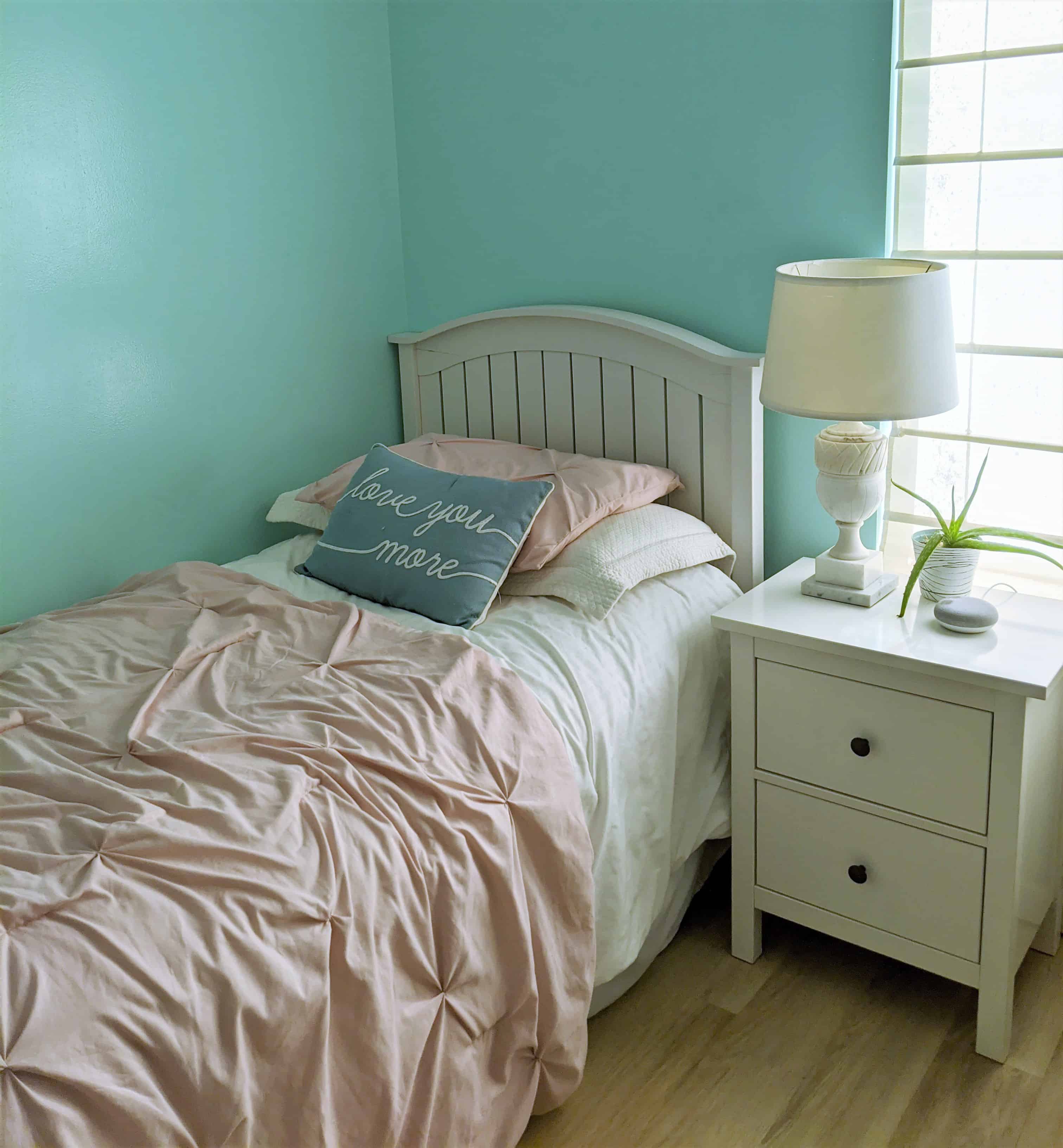 blue girls bedroom white furniture