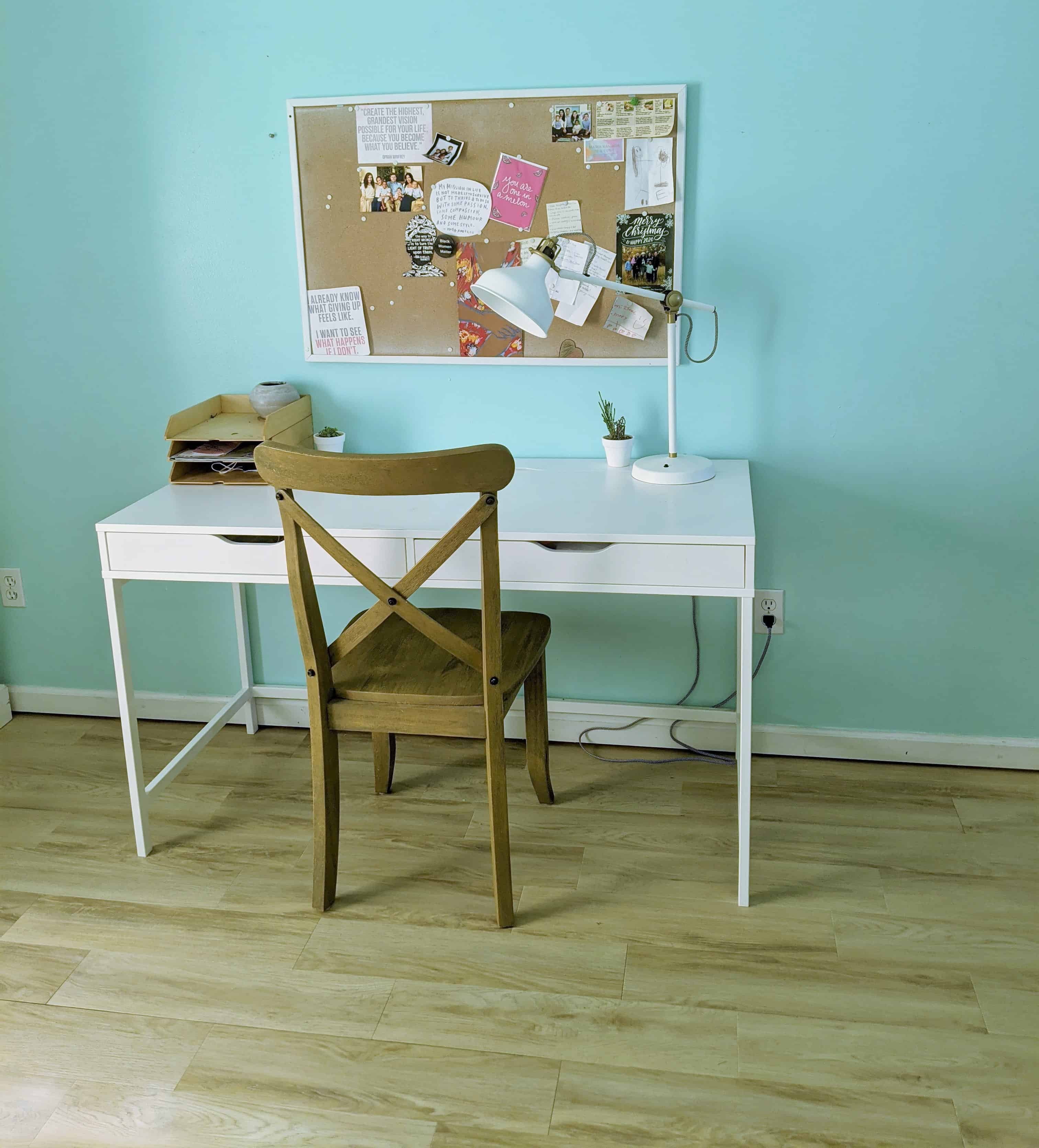 blue girls bedroom white desk