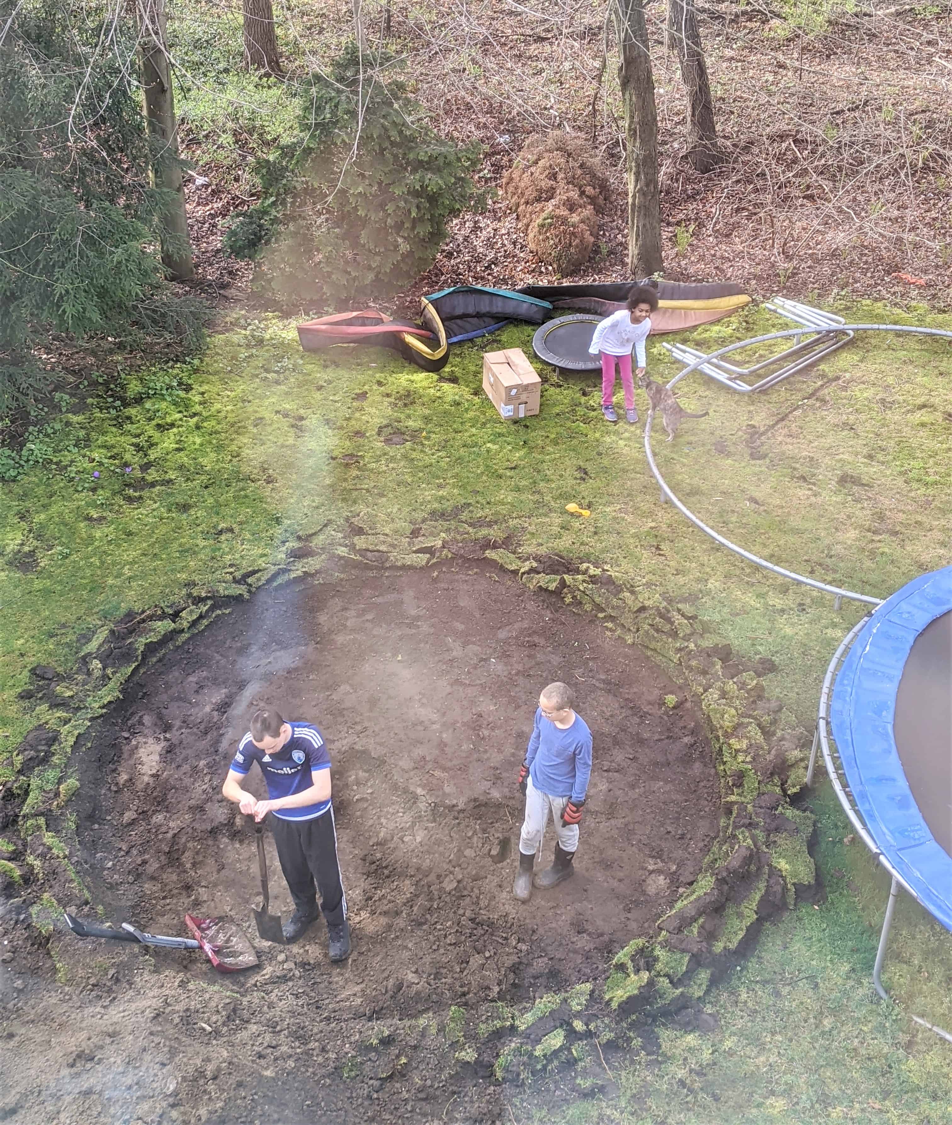 digging trampoline hole
