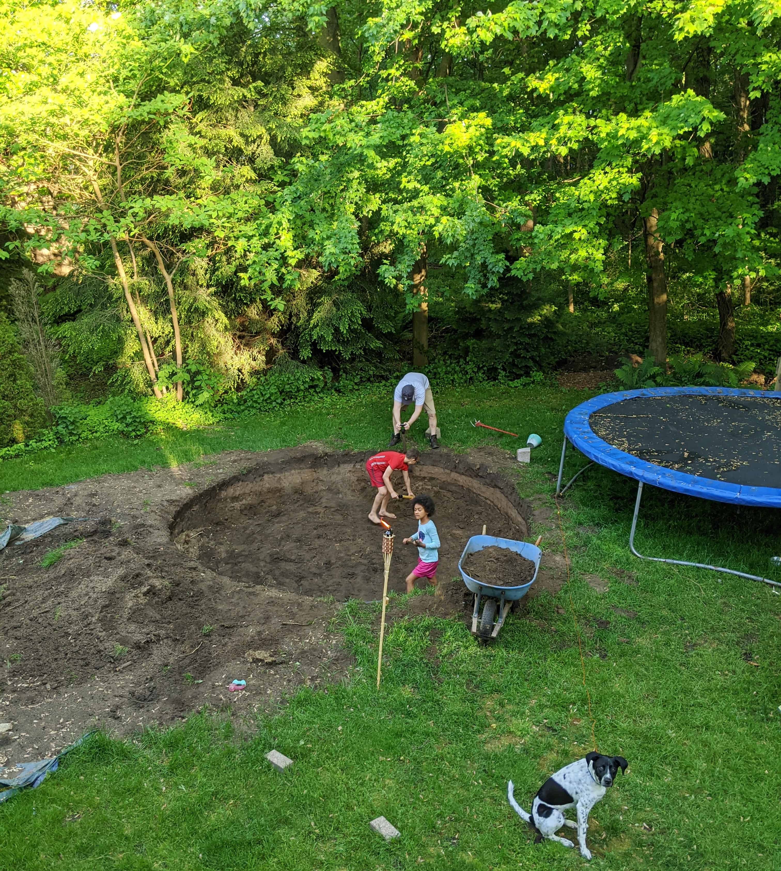 digging inground ground trampoline hole