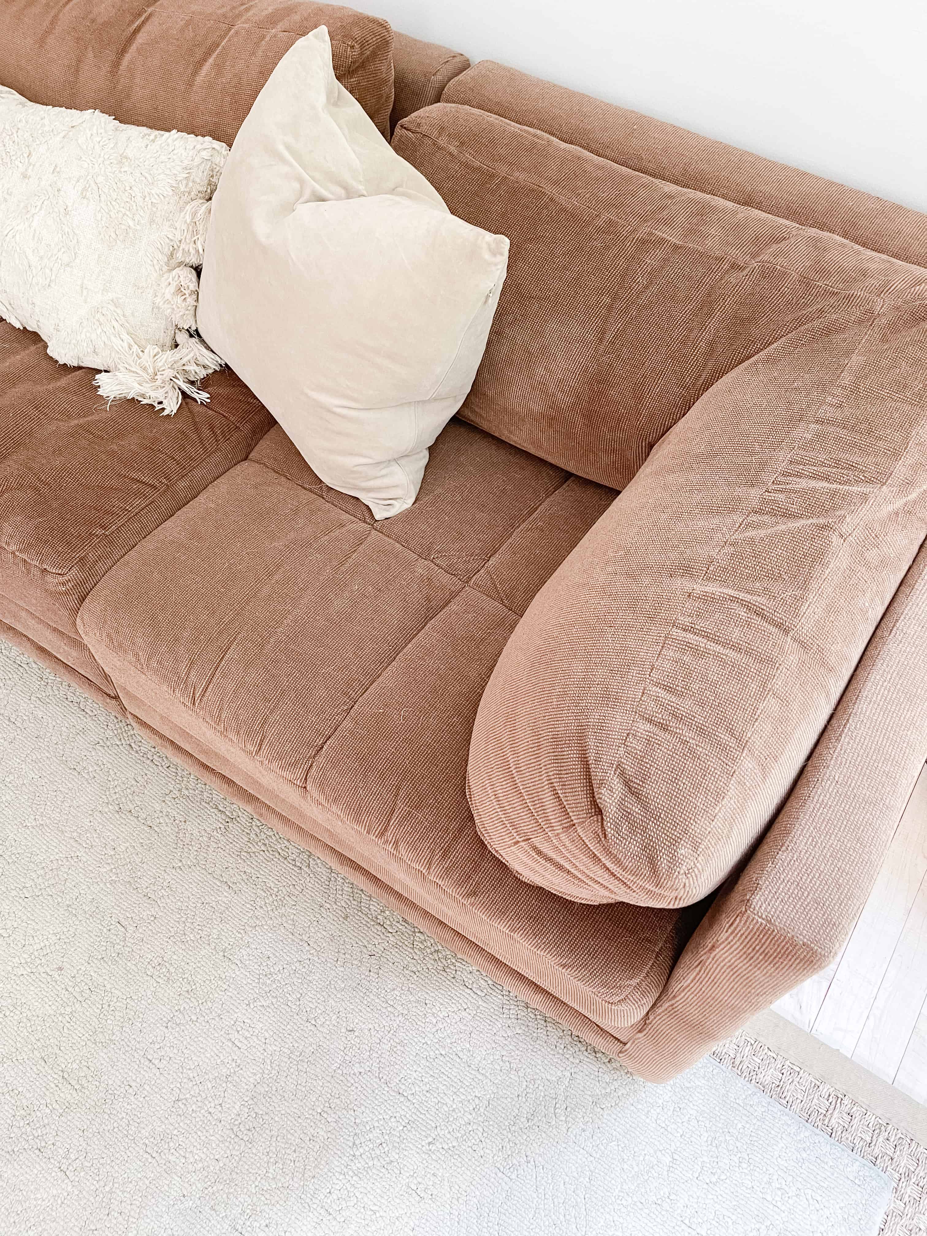 terra cotta vintage sofa