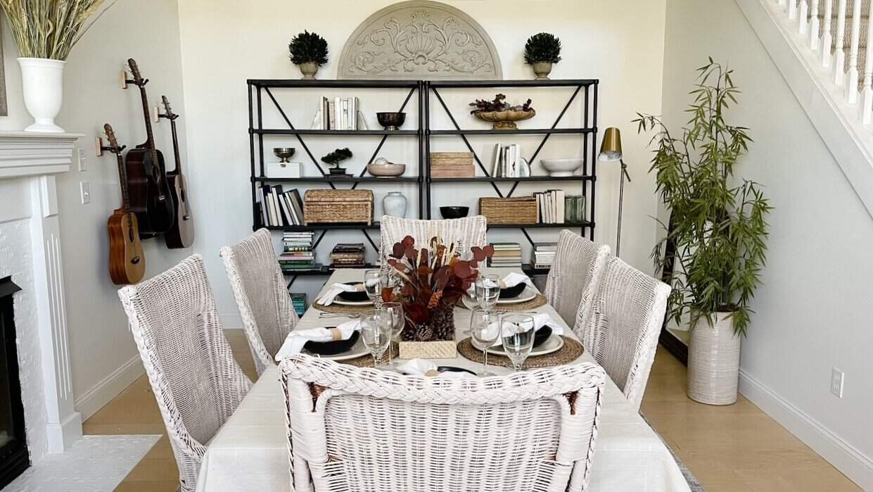 save money thrifted Fall table setting stylish design