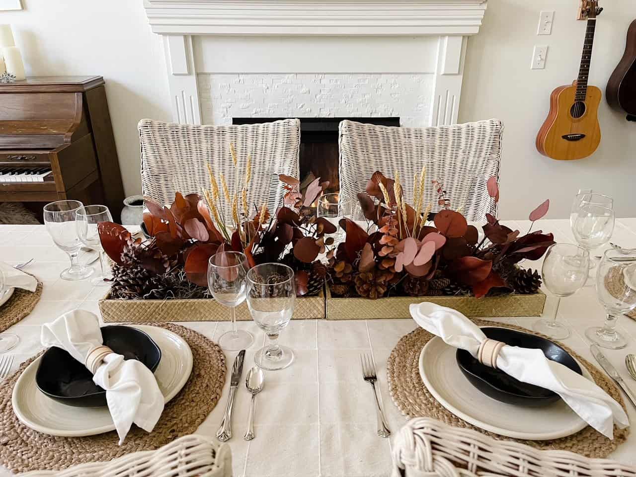 save money thrifted Fall table setting dining room