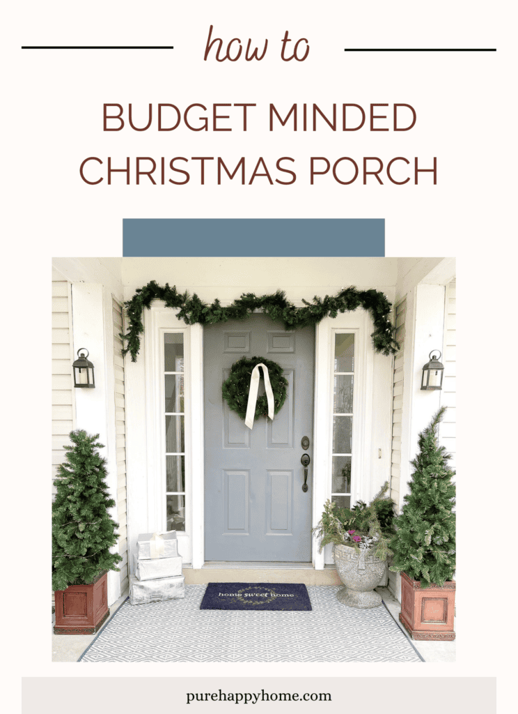 how to decorate budget minded Christmas front porch 