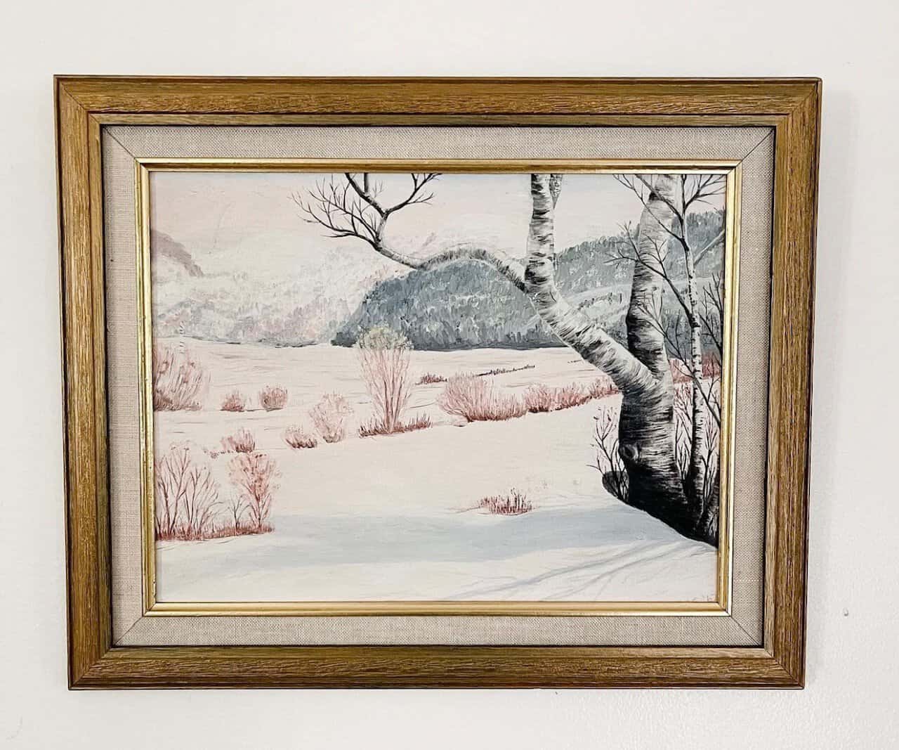 winter scene vintage oil painting