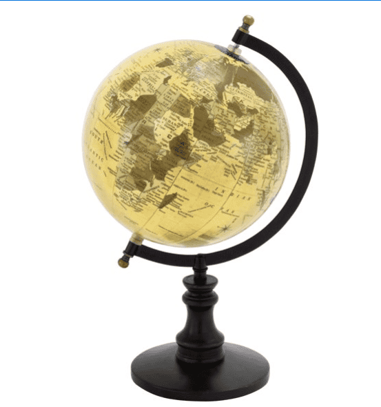 cream colored world globe