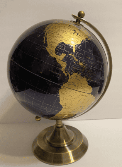 world globe brass base