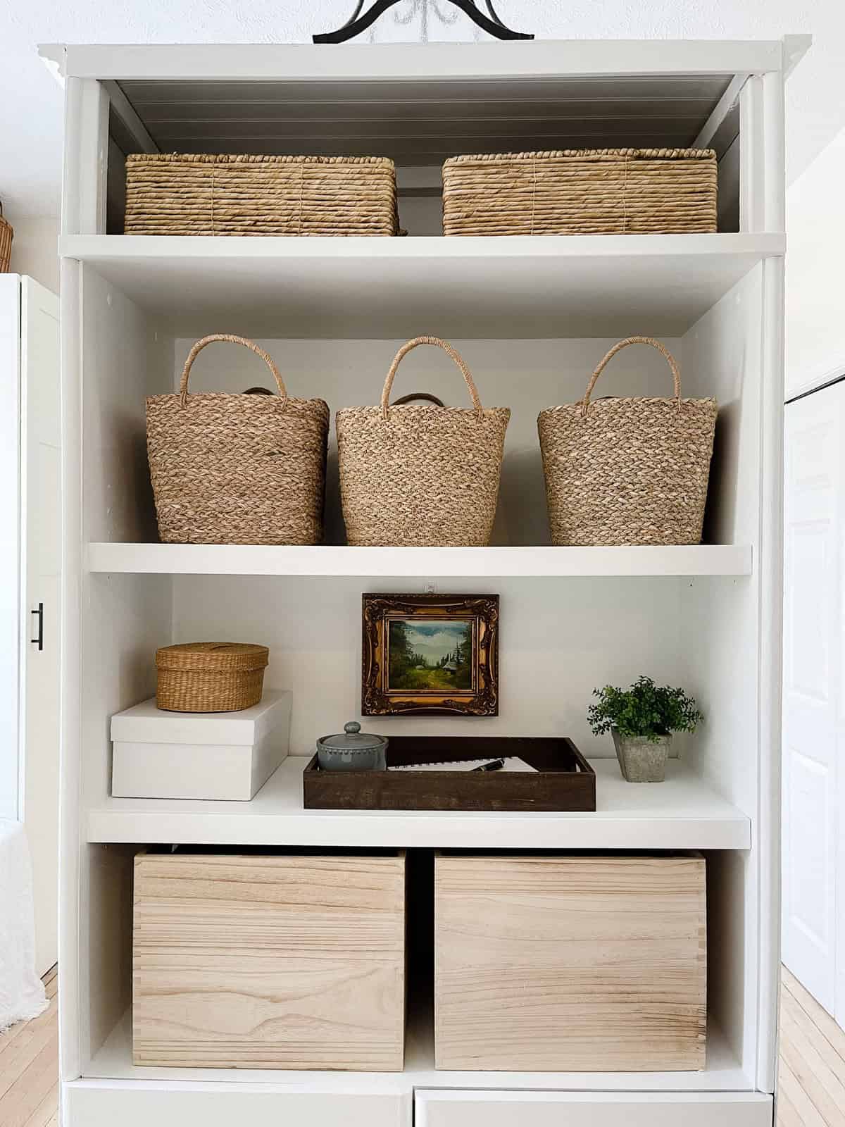 shelf with baskets