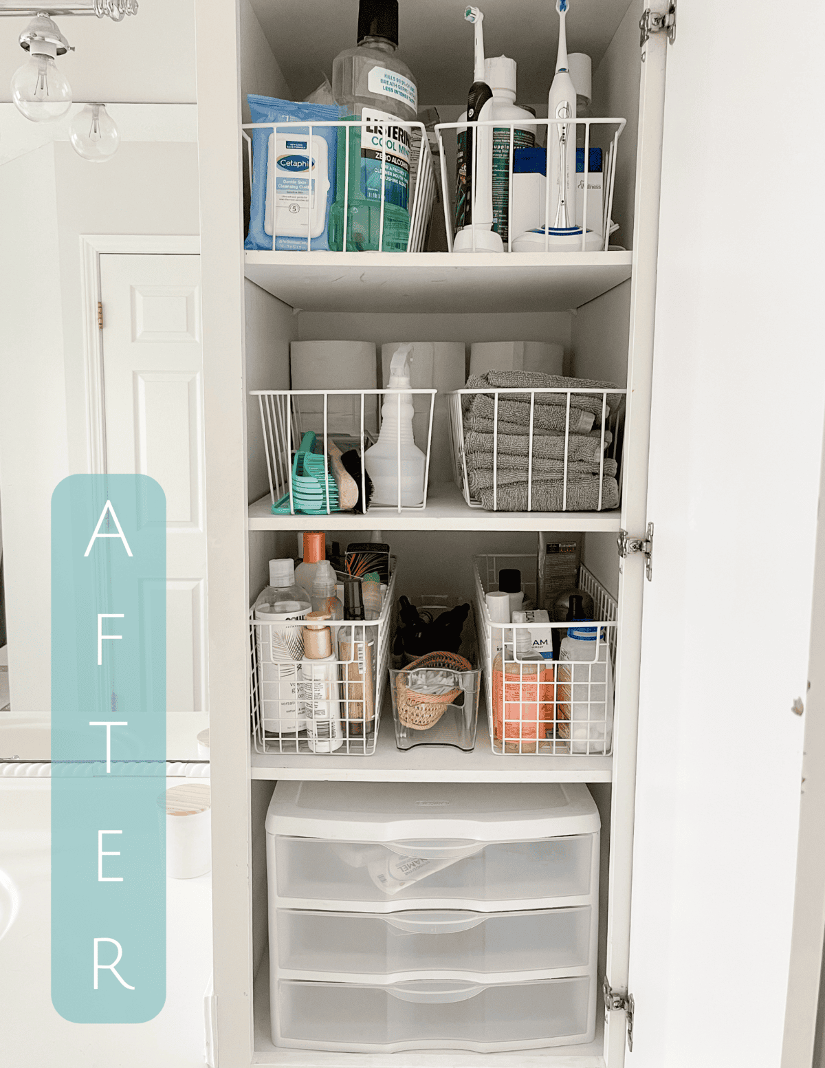 organizing bathroom cabinets tidy