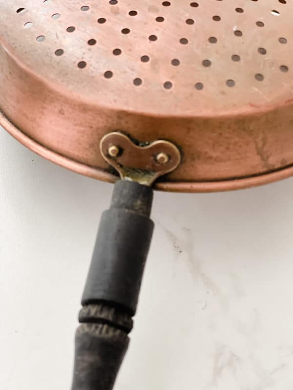 copper vintage kitchen strainer