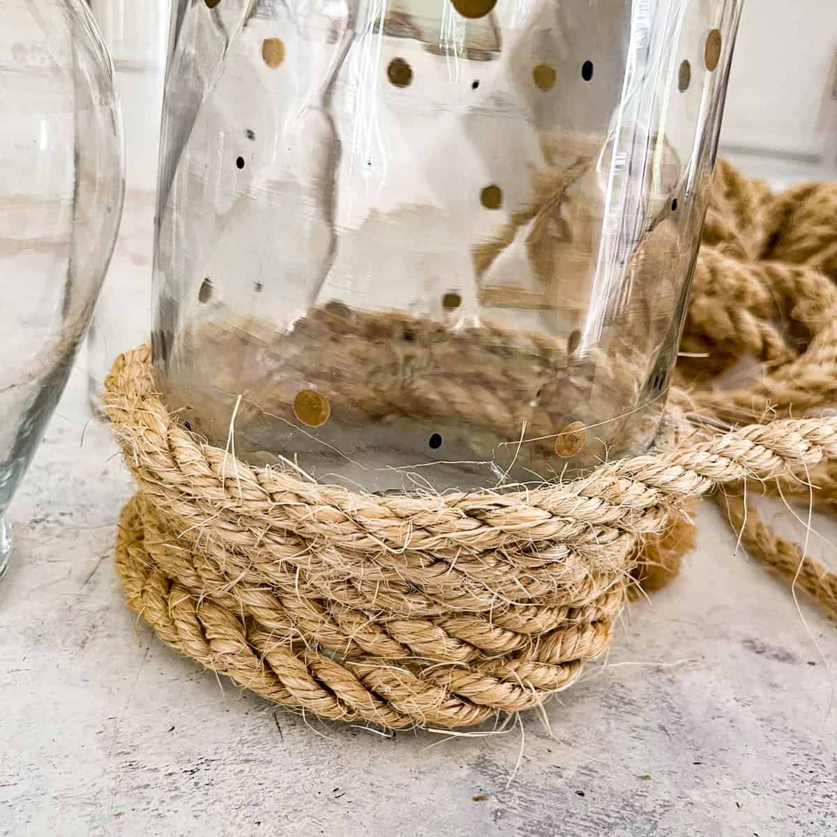 Fall jute rope vase craft