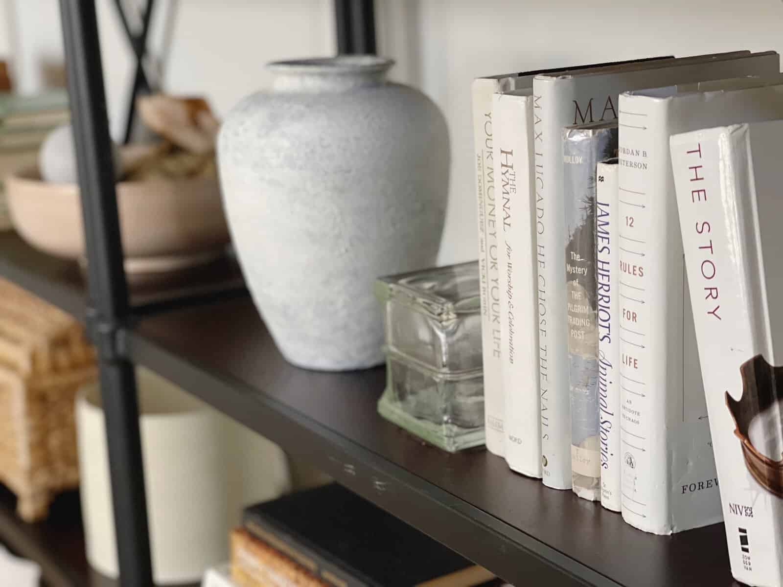 bookshelves neutral colors