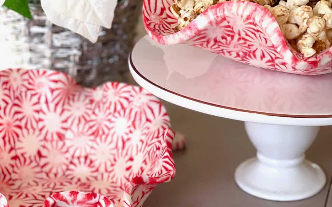 Peppermint Christmas Bowl with Popcorn