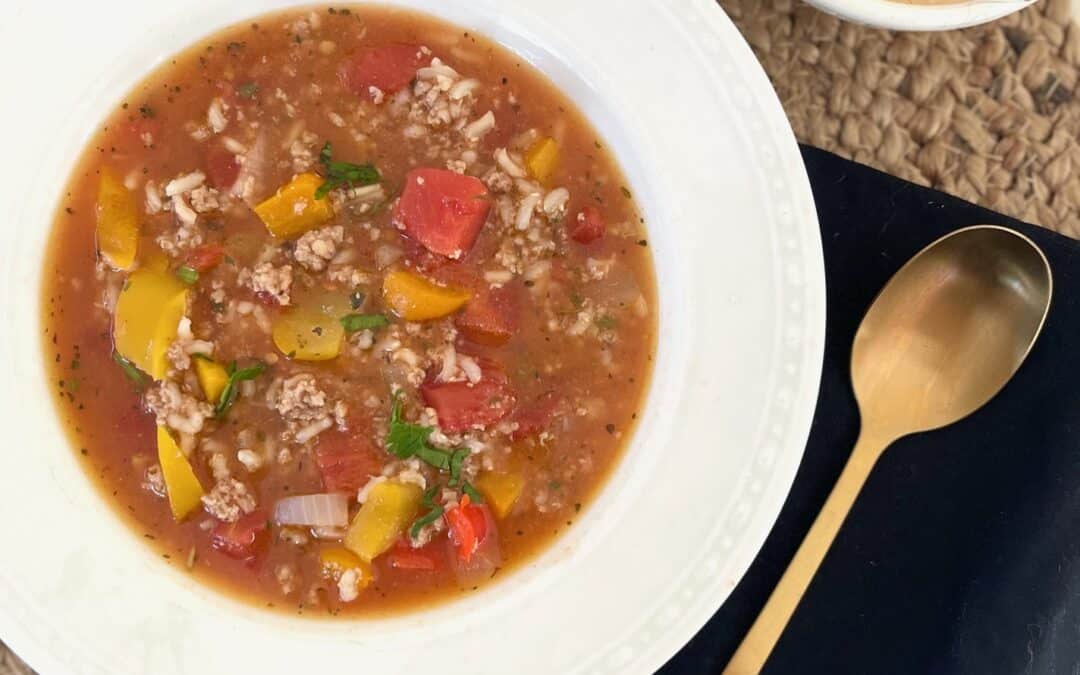 Healthy Stuffed Pepper Soup with Turkey